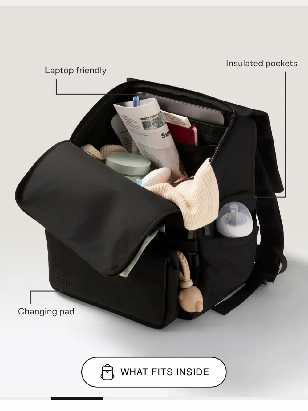 BEIS Black Backpack — Minimal Everyday Carry